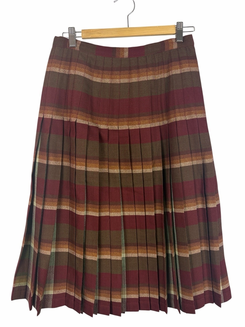Highland Queen Pure Virgin Wool Plaid Pleated Skirt Size 14 Made in Canada